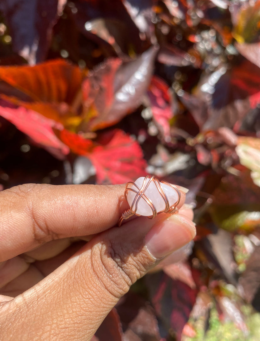 Rose quartz rings