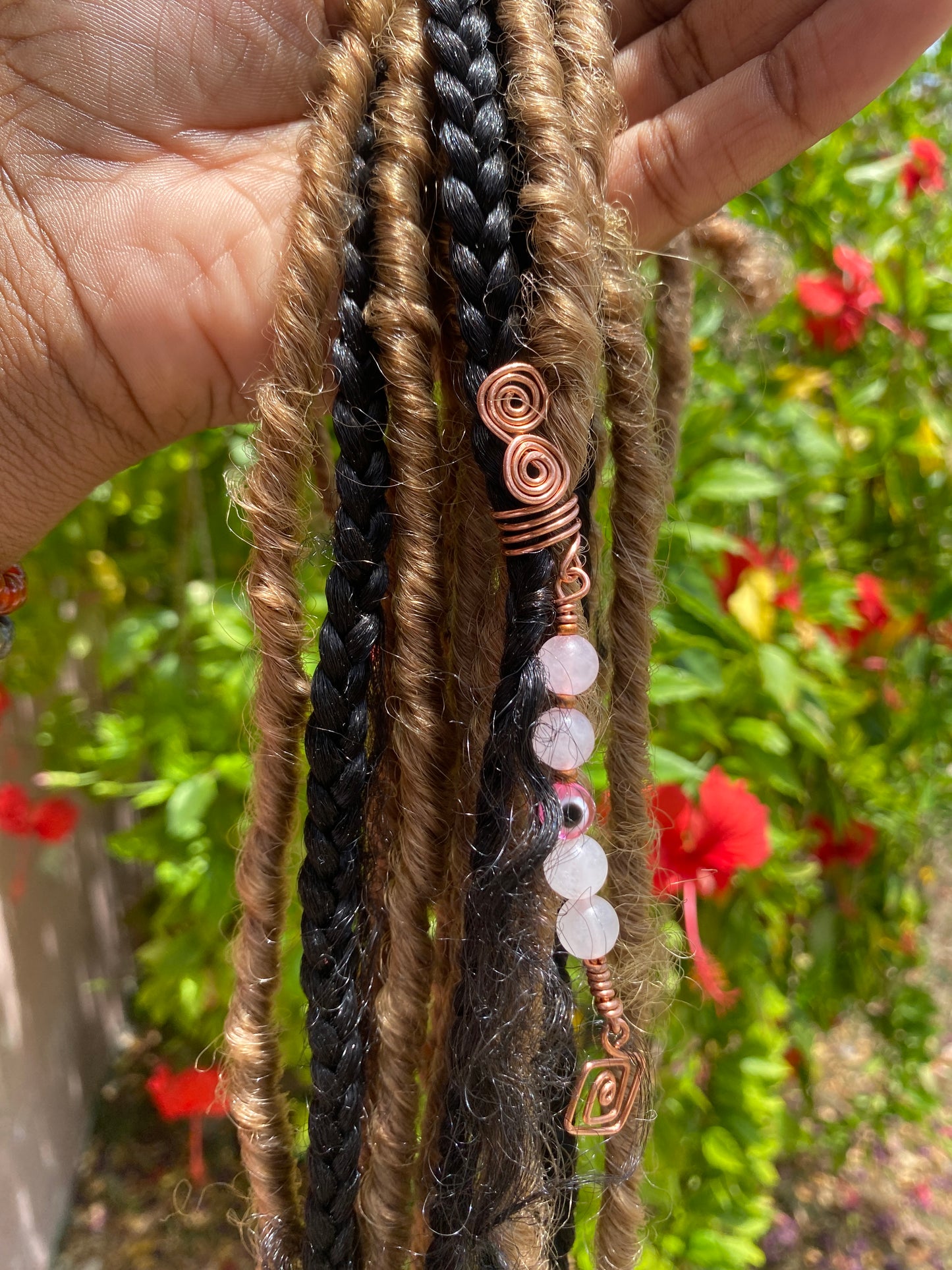 Rose quartz hair cuffs