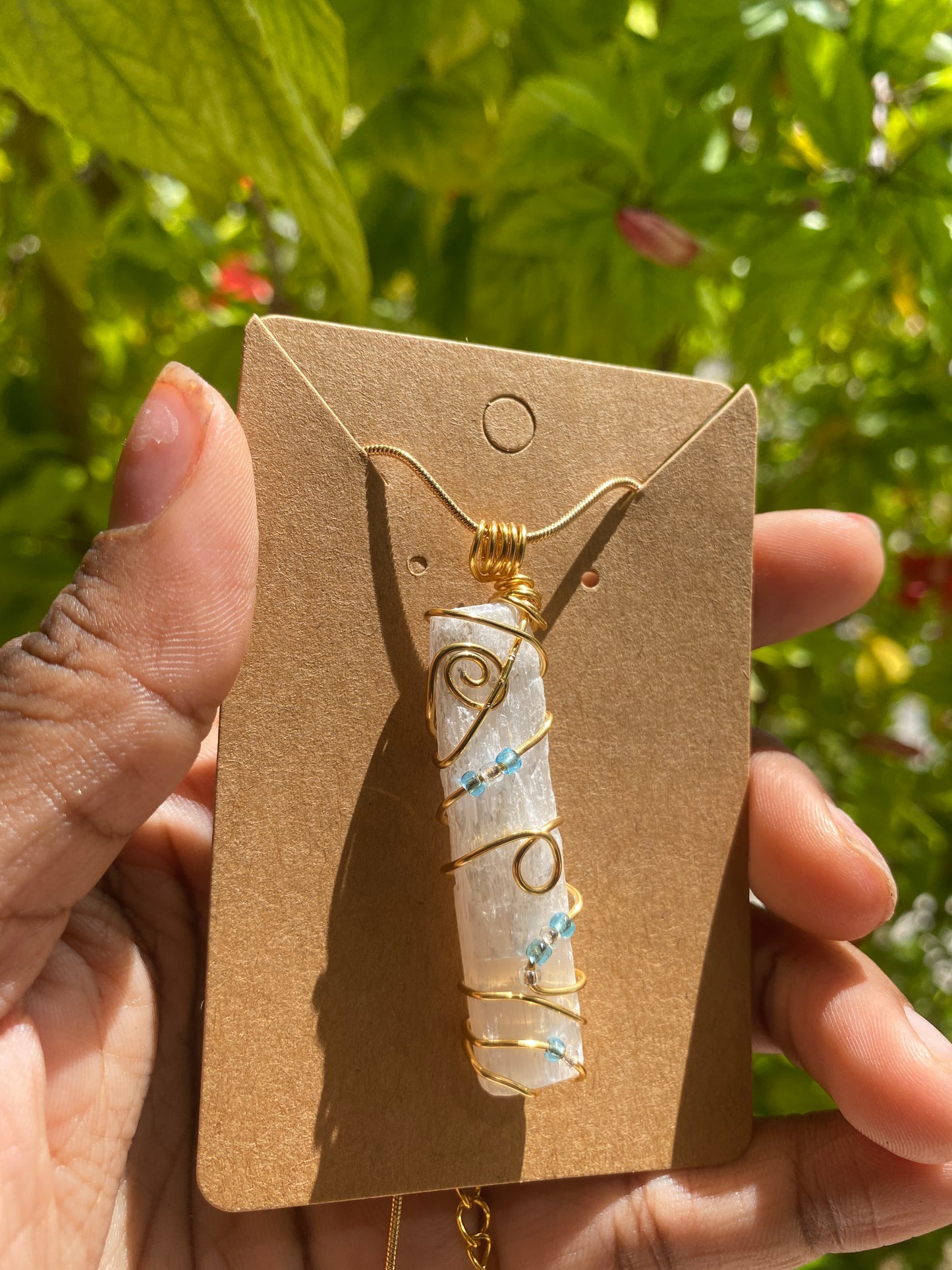 selenite necklace