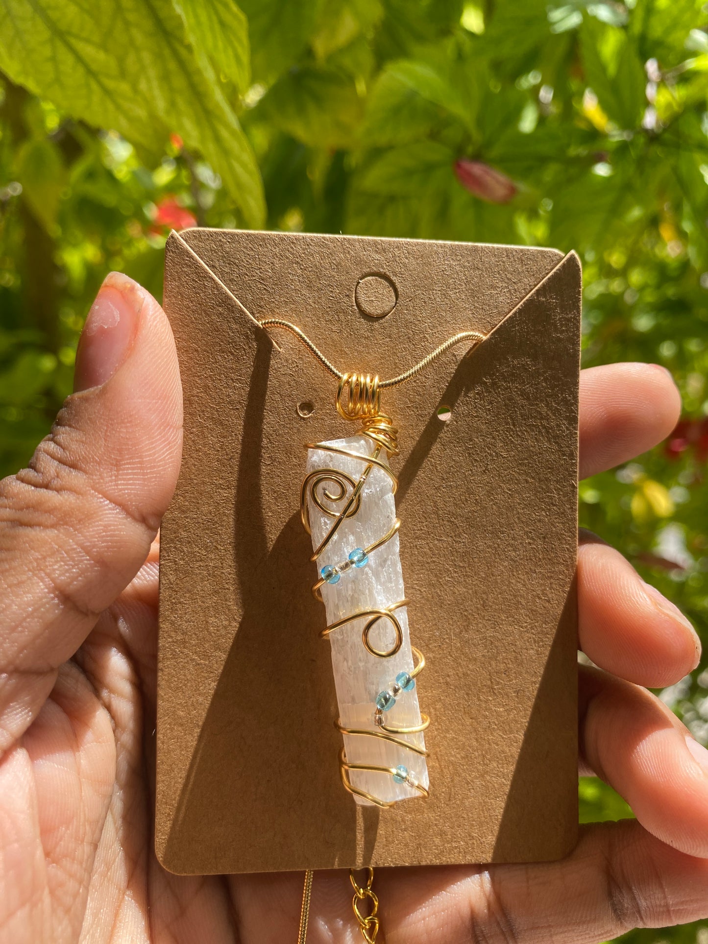 selenite necklace
