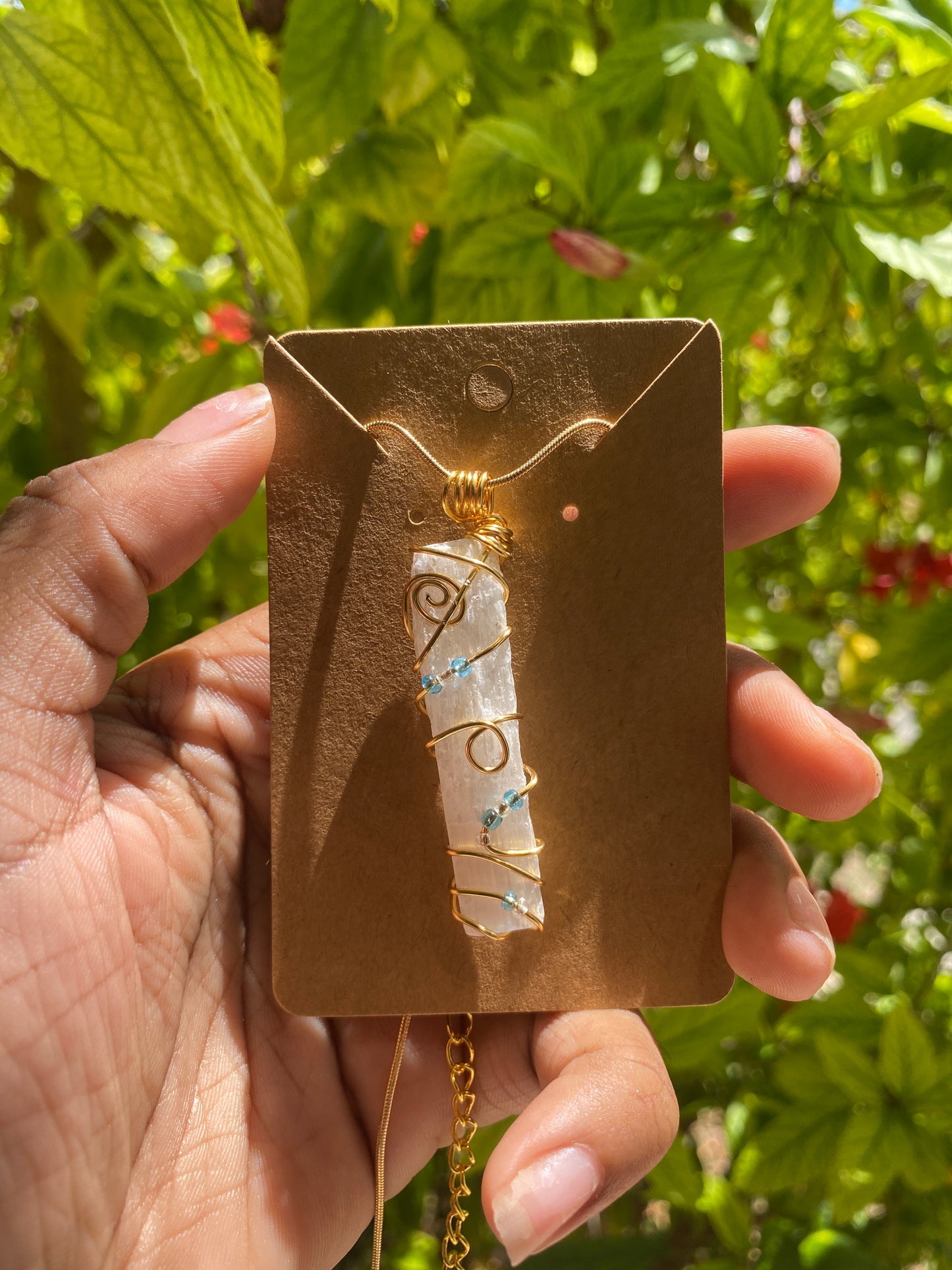 selenite necklace